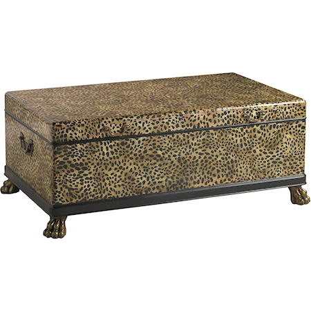 Panthera Leather-Clad Trunk Cocktail Table Custom Painted with Leopard Pattern